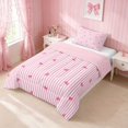 thumbnail image 2 of Erosebridal Line Art Bow Stripe Twin Comforter Sets for Girls, Minimalist Girly Ditsy Print Bedding Set, Pink Reversible 2pcs 1 Comforter and 1 Pillowcase, 2 of 6
