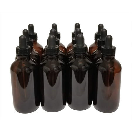 GSC International 405-6-GR Bottle Flint Glass Boston Round Amber Color 4 ounces with dropper assembly. Case of 144.