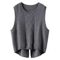 thumbnail image 2 of Unir Womens Vests Casual Solid Cable Knit Crew Neck Cropped Split Hem Polyester Sleeveless Sweater Vest Daily Basic Waistcoat S-XXL Cozy Wear 1Pc, 2 of 7