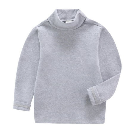 SILVERCELL 1-10Y Kids Boys Girls Long Sleeve Turtleneck T-Shirt Solid Color Soft Base Layer Sweatshirt Pullover Tops