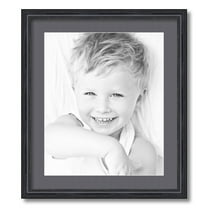 ArtToFrames 19x22 Matted Picture Frame with 15x18 Single Mat Photo Opening Framed in 1.25 Black Stain on Solid Red Oak and 2 Mountain Grey Mat (FWM-4083-19x22)