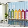 thumbnail image 4 of Ambesonne Landscape Shower Curtain, Colorful Cabins Sea, 69"Wx70"L, Multicolor, 4 of 4