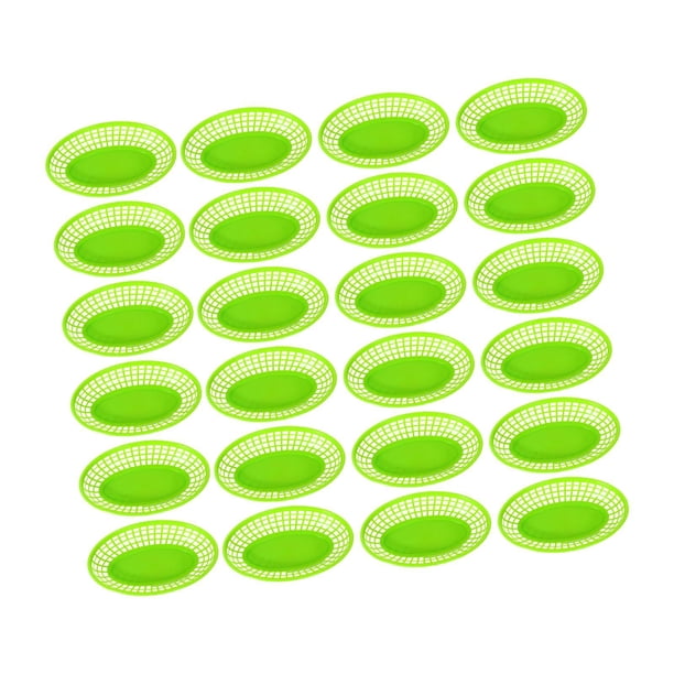 24 cestas ovaladas para comida, bandejas, cestas de almacenamiento, cestas para charcutería y perritos calientes. Verde