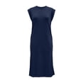 thumbnail image 7 of Wedding Guest Dresses for Women Solid Color Round Neck Sleeveless Maxi Dress with Pockets and Side Slits for Any Occasion M, 7 of 7