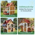 thumbnail image 2 of ANPOO Outdoor Wooden Kids Playhouse, Large Play House with Bench/Table/Kitchen/Flower Pot Holders/Toys, Outdoor Play Toy Gift for Ages 3+, 2 of 9