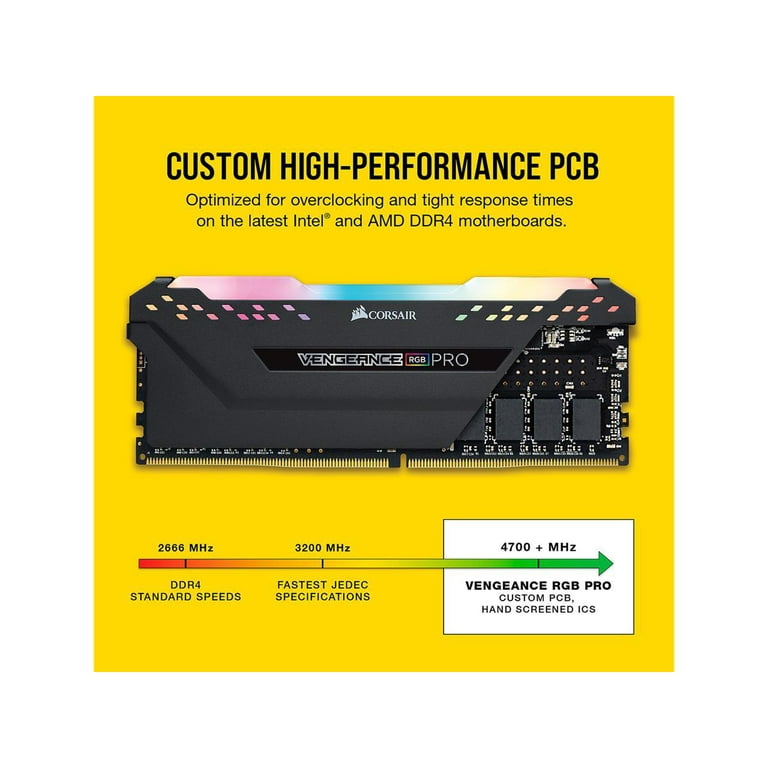 Charmerende Automatisk genert Corsair Vengeance RGB PRO 16GB (2x8GB) DDR4 3200MHz C16 LED Desktop Memory  - Black - Walmart.com