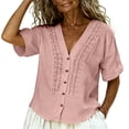thumbnail image 6 of Kelon Short Sleeve Womens Linen Cotton Tops Vacation Casual Outfits Blouses Dressy Casual Summer Outfits 2026, 6 of 7