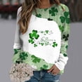 thumbnail image 2 of QIPOPIQ Chemises à Manches Longues pour Femmes Col Rond T-Shirts de la Saint-Patrick Chandail en Molleton T-Shirt Imprimé Shamrock Chemise Verte Chanceuse Hauts T-Shirts de la Saint-Patrick Tuniques à Col Rond pour Dames Chemises de Vacances Offres, 2 of 5