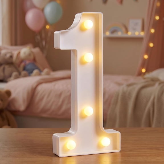 8.5 Inch Number Marquee Light, Battery‑Operated Warm White LED Sign, Light‑Up Decor for Bedroom, Birthday, Holiday Party