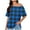 Blue, variant on T-shirts for Women Loose Fit Comfy Checkerboard Print Boat Neck Basic Tops Graphic Tees Trendy