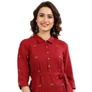 Collar Yarn-dyed Kurta - Jester Red-Small