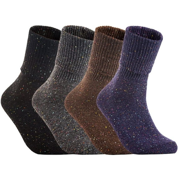 Lian LifeStyle Big Girl's 4 Pair's Exceptional High Crew Wool Socks Non Slip, Cozy and Cool HR1412 Size 6-9 (Random Color)