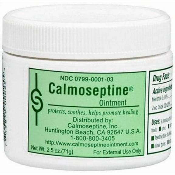 Calmoseptine Skin Healing Diaper Rash Ointment Jar - Bacitracin Antibiotic & Zinc Oxide Cream for Butt Irritation, Burn, Cuts, Wounds & Itching - Multipurpose Skincare Products - 2.5 Oz - Pack of 12