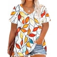 thumbnail image 2 of Save On Womens Plus Size Tops Basic Summer Shirts Short Sleeve V Neck Tunics T-Shirt Loose Floral Print Tee Shirts Holiday Blouse, 2 of 5