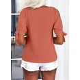 thumbnail image 3 of Langwyqu Cold Shoulder Women Solid Color V-Neck Shirt Blouse, 3 of 3
