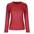 thumbnail image 4 of XFLWAM Women's Long Sleeve Sweater Classic-Fit Crewneck Fitted Pullover Knit Sweater Top Red L, 4 of 8