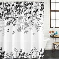 thumbnail image 2 of Black Leaves Shower Curtain, Waterproof Shower Curtains for Bathroom, Summer Botanical Washable Fabric Bathtub Curtain Set Bath Decor with 12 Hooks 72"x78", 2 of 8