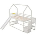 thumbnail image 6 of Euroco Twin over Twin Bunk Bed with Slide for Bedroom, Wood House Bed with Storage Staircase, White, 6 of 14