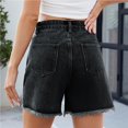 thumbnail image 2 of Pantalones cortos de mezclilla con abertura frontal for mujer, pantalones cortos casuales de verano con flecos y dobladillo crudo de talle alto, 2 of 7