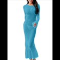 thumbnail image 2 of Vestido de Crochet para Mujer, de Larga, de y Espalda Abierta, Tejido de Punto Azul y Verde L, 2 of 7