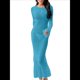 thumbnail image 2 of Vestido de Crochet para Mujer, de Larga, de y Espalda Abierta, Tejido de Punto Azul y Verde L, 2 of 7