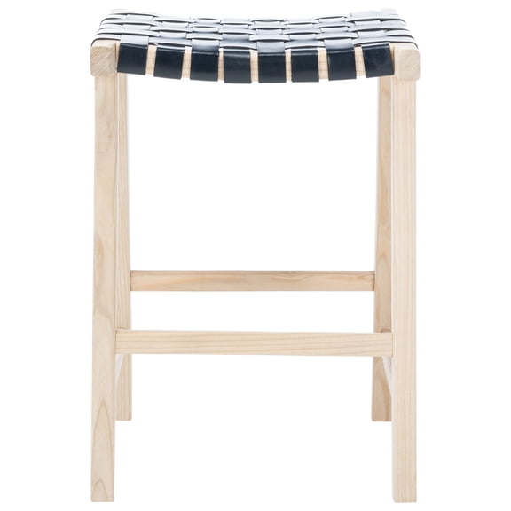SAFAVIEH Abreu Rectangle Counter Stool, Black/Light Natural (18.5 in. W x 19 in. D x 26.8 in. H)