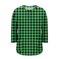 thumbnail image 5 of Sewkxo Plus Size Tops for Women Loose Fit 3/4 Length Shirt Crewneck Print Blouses Fashion 2026 Summer Clothes,Green 2XL, 5 of 6