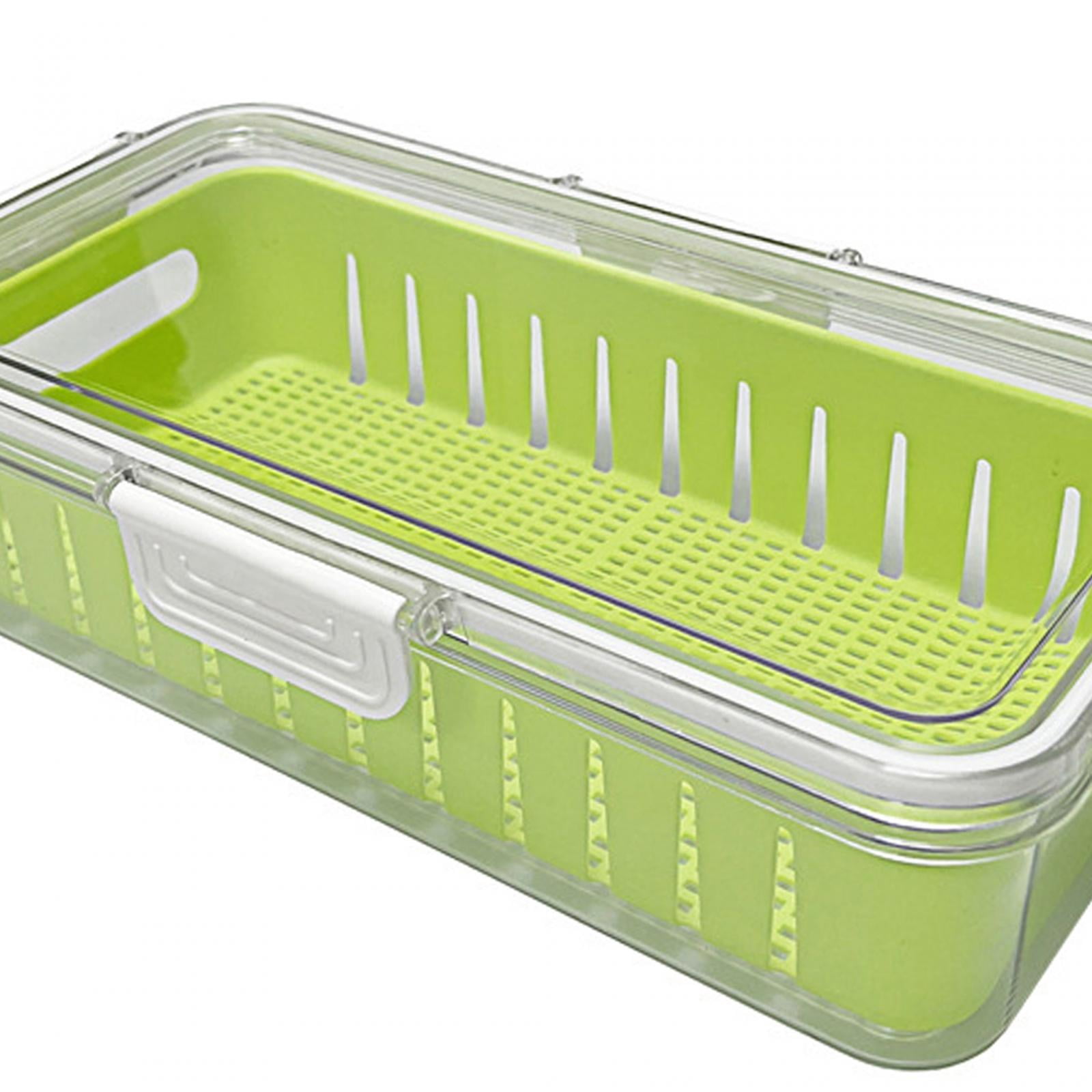 Fruit Storage Containers Airtight Food Containers with Lid with Removable Drain Colanders Produce Saver for Home Kicthen Food Green