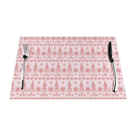

PUREYAH Table Placemats Set of 4 PCS Washable Heat Resistant Songket Religion Aztec Boho Table Decorations Placemats for Dining Room Kitchen