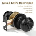 thumbnail image 2 of (2 Pack) knobelite Black Round Entry Door Knobs Keyed Alike, Exterior/Interior Door Handles Bedroom Bathroom/Front/Offic Doors, Door Lock with Locks and 3 Combo Keys Lock Security, 2 of 6