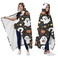 thumbnail image 2 of Wearable Blanket,Halloween Ghosts with Pumpkins and Stars Hooded Wearable Flannel Blanket for Adults & Teens,Winter Poncho Shawl Wrap Cape Cozy Anti-Pill,50"x60", 2 of 5