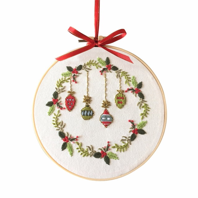 Bearachild Kit de inicio de puntada de bordado de Navidad DIY patrón de Navidad hecho a mano aro de bordado de tela, S335 Type2 NO2