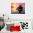 thumbnail image 4 of ONETECH Yoga Room Wall Decor, Canvas Print Zen Concept Art Poster, Spa Stones and Waterlily in Lake at Sunset Picture, Bathroom Meditation Room Decoration, 4 of 4
