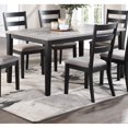 thumbnail image 3 of Rustic Charcoal Wooden Table 7pc Dining Set Dining Room Furniture Ladder back Side Chairs Cushion Seat light 2-Tone Sand Fabric., 3 of 9