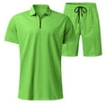 thumbnail image 4 of MNCEKFOD Men Short Sets Outfits Summer Short Sleeve Zipper V Neck Shirts with Pockets Drawstring Shorts Relax Fit Tracksuit Green XL, 4 of 6