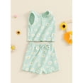 thumbnail image 3 of Bagilaanoe 2pcs Toddler Baby Girl Shorts Set Sleeveless Daisy Print TankTops + Shorts 12M 18M 24M 3T 4T 5T Kids Casual Summer Clothes, 3 of 7