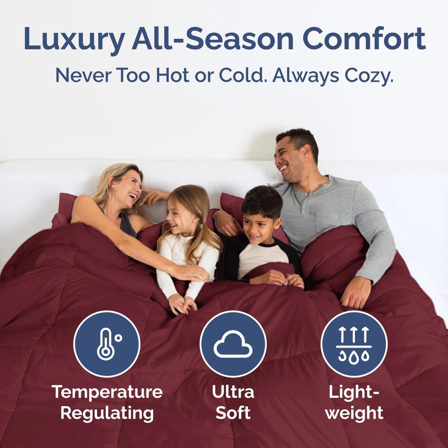 CGK Linens Premium Down Alternative Comforter - California King Size All-Season Fluffy & Cozy Duvet Insert, Burgundy