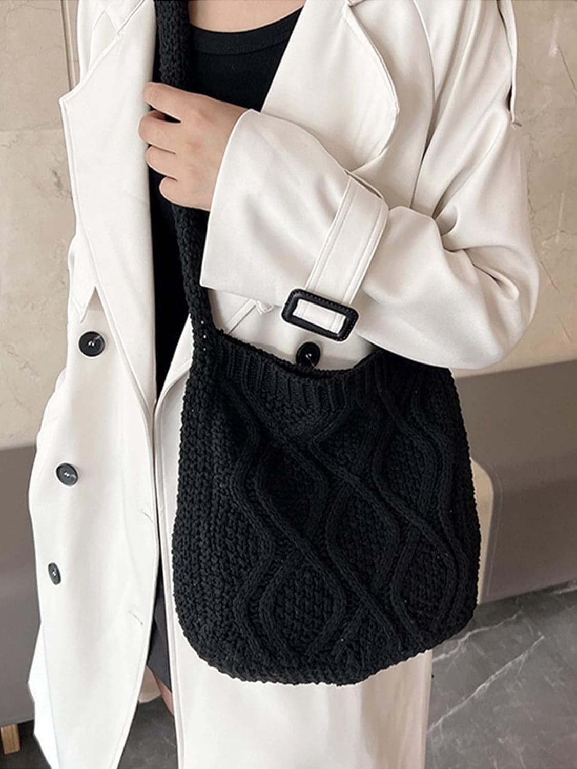 Women's Crochet Shoulder HandBags Hobo Knitted Tote Bag Shopping Bags