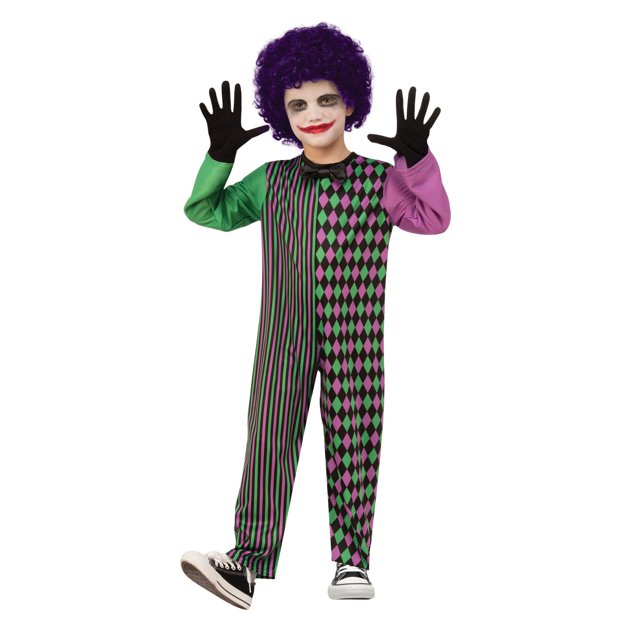 Bristol Novelty - Disfraz Payaso Niños (Morado, Verde)