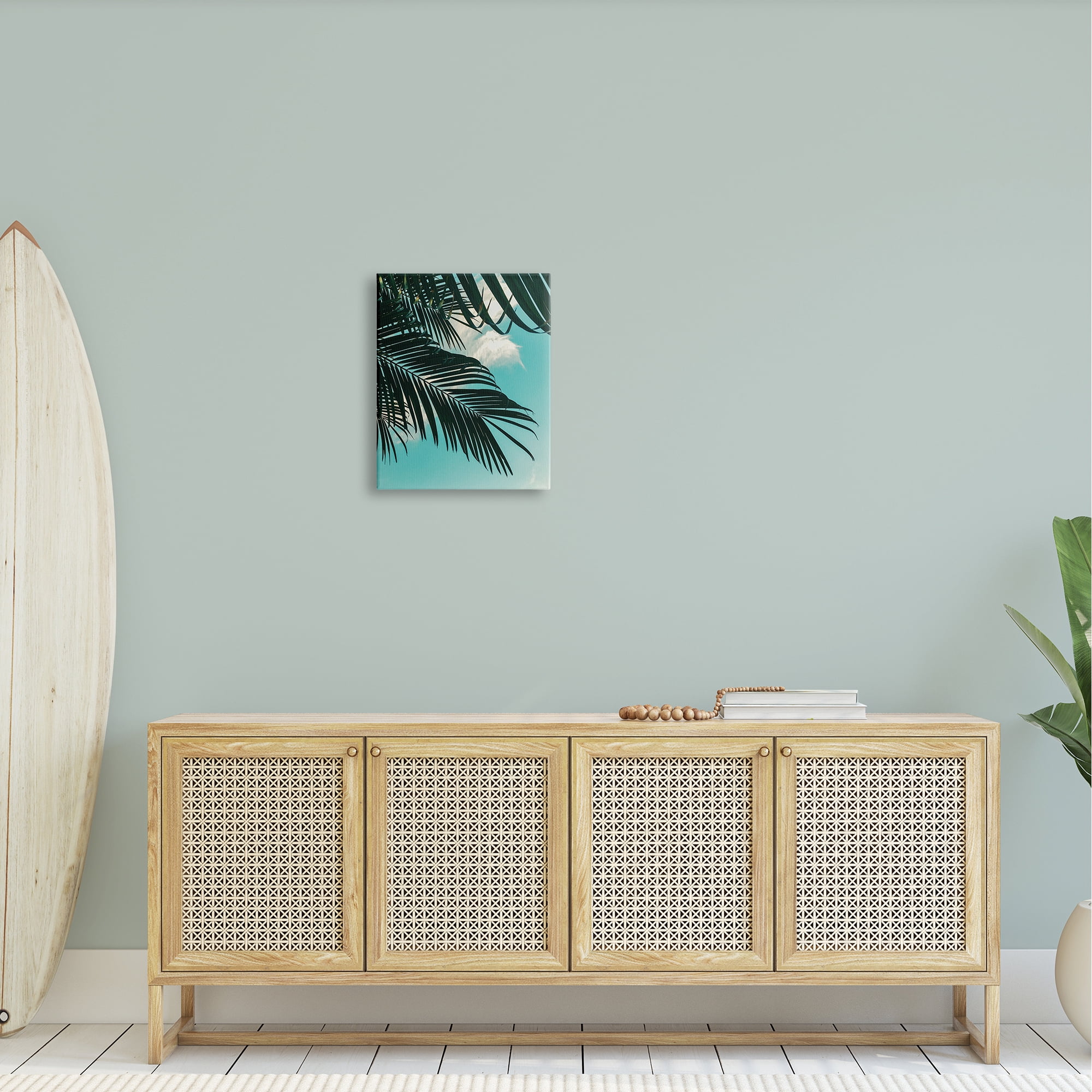 Stupell Industries Bright Tropical Palm Tree Leaves Against Blue Sky Canvas Wall Art, 16 x 20, Design by Amy Brinkman