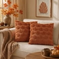 thumbnail image 7 of decorUhome Fall Throw Pillow Covers 18x18 Pack of 2, Soft Plush Faux Wool Couch Pillow Covers, Light Rust Pumpkin (Pillow Cover Only, No Inserts Included), 7 of 7