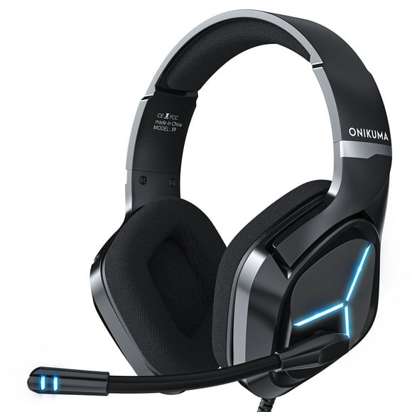 ONIKUMA X9 Wired Headphones Gaming Headset Over-ear Game Headphone Noise Cancelling Earphones with Mic LED Lights for Computer PC Gamer