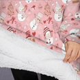 thumbnail image 3 of Oversized Wearable Blanket Hoodie,Pink Christmas Snowman Pattern Sherpa Blanket Hoodie with Super Pockets,Super Warm Fuzzy Pullover for Women & Men, 3 of 6