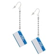 thumbnail image 2 of Delight Jewelry Acrylic Blue "Hello" Name Tag - Silver-tone Long Sparkle Dangle French Earrings, 2 of 4