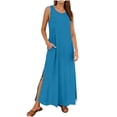 thumbnail image 4 of gakvbuo Summer Tank Dress For Women Maxi Dress Sundress Womens Summer Casual Beach Sleeveless V-Neck Long Dress, 4 of 9