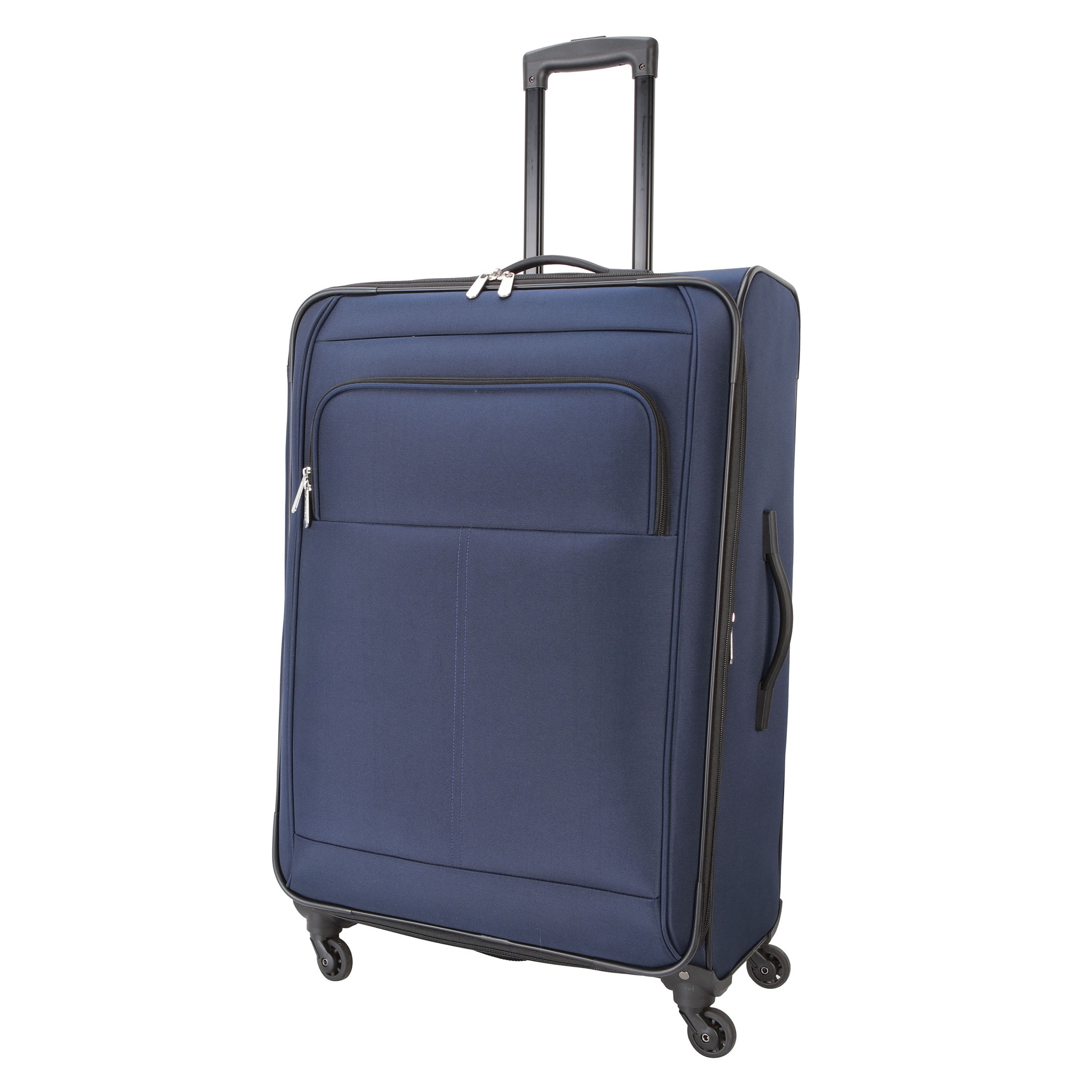 Protégé 7-Piece Softside Polyester Luggage Set With 360 Spinner Wheels and Divider Pockets, Includes 28-inch Checked, 24-inch Checked, 20-inch Carry-On, 2 Large and 2 Medium Packing Cubes, Blue Cove