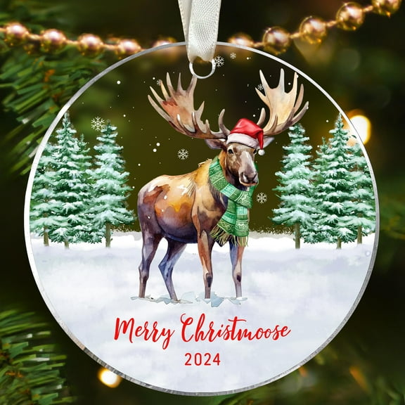Acrylic Moose Ornament - Christmas Tree Decor, Moose Lovers Gift
