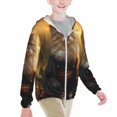 thumbnail image 2 of Pofeuu Lakeside Flower Field Cat Print Kids Active Zipper Sun Protection Jacket Boys Girls Hooded Cooling Shirt Pockets Fishing Running Outdoor-XX-Large, 2 of 7
