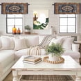 thumbnail image 4 of Blue Burnt Orange Boho Kitchen Curtain Valances for Windows Farmhouse Short Curtains, Antique Southwestern Tribal Rod Pocket Valance Curtain for Bedroom Cafe Living Room 54"x18", 4 of 8