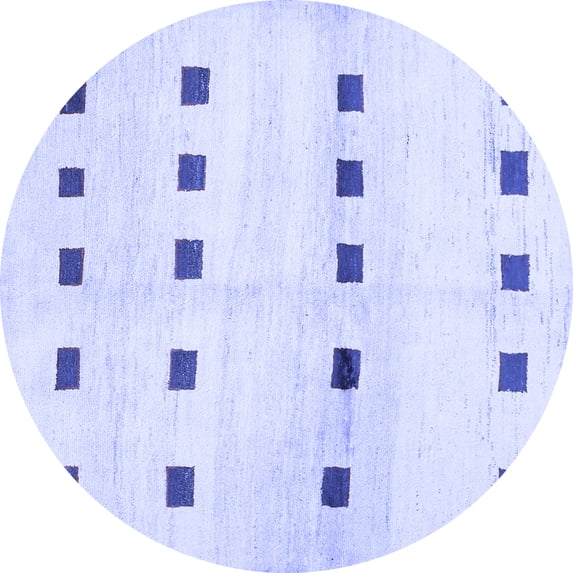 Ahgly Company Machine Washable Indoor Round Solid Blue Modern Area Rugs, 3' Round